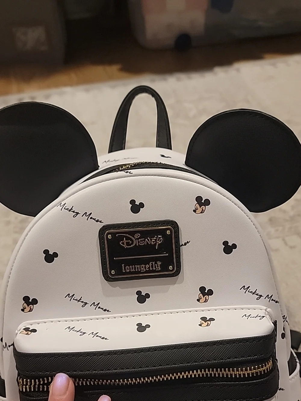 Loungefly White Mickey Mouse Mini Backpack with Black Ears